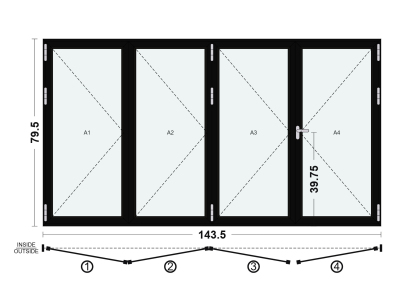 Premium Aluminum Bi-Folding Door 144x80 - Image 2