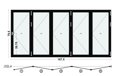 Premium Aluminum Bi-Folding Door 168x80